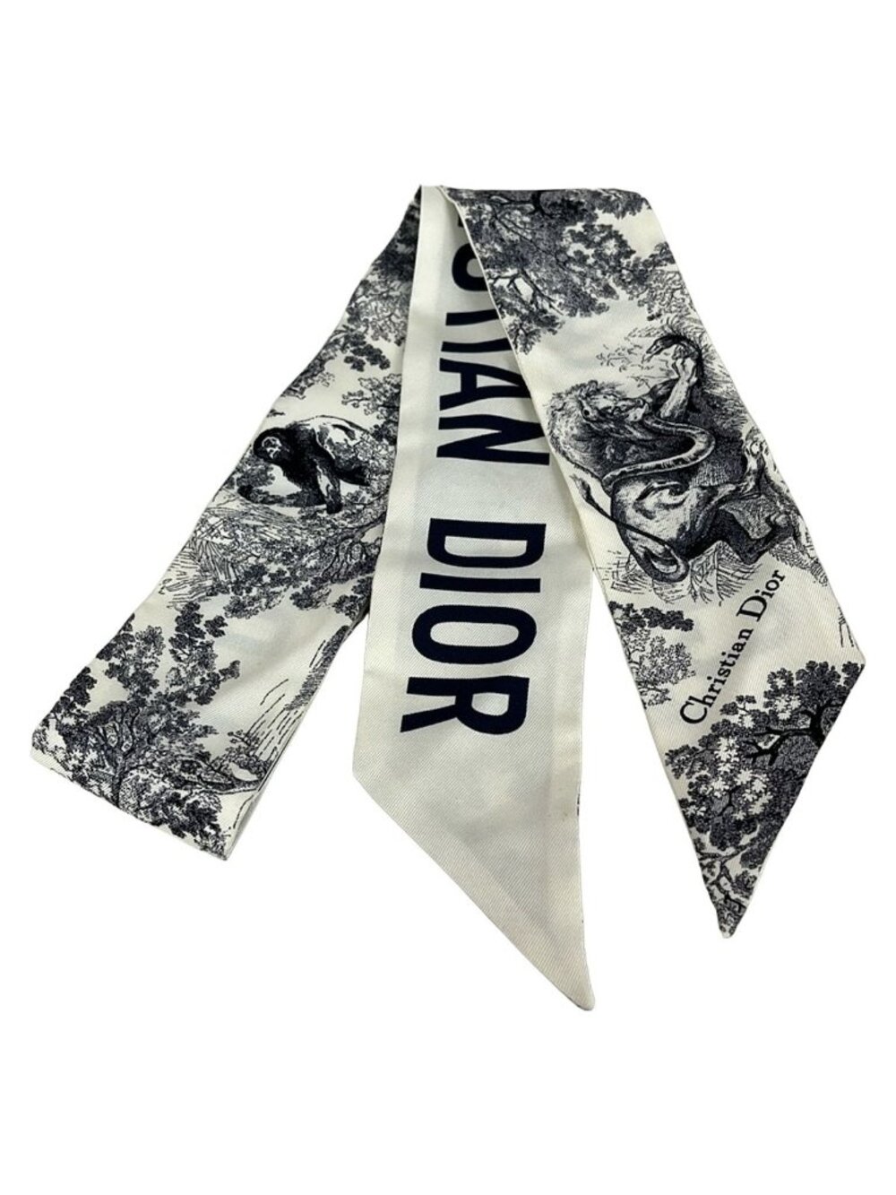 Dior Scarf Ivory Black Ribbon